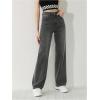 imageMakeMeChic Girls Denim Pants High Waisted Straight Leg Jeans with PocketsGrey