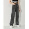 imageMakeMeChic Girls Denim Pants High Waisted Straight Leg Jeans with PocketsGrey