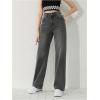 imageMakeMeChic Girls Denim Pants High Waisted Straight Leg Jeans with PocketsGrey