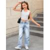 imageMakeMeChic Girls Denim Pants High Waisted Straight Leg Jeans with PocketsLight Wash