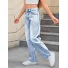 imageMakeMeChic Girls Denim Pants High Waisted Straight Leg Jeans with PocketsLight Wash