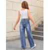 imageMakeMeChic Girls Denim Pants High Waisted Straight Leg Jeans with PocketsMedium Wash