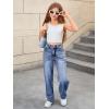 imageMakeMeChic Girls Denim Pants High Waisted Straight Leg Jeans with PocketsMedium Wash