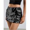 imageMakeMeChic Womens Sequin Sparkly Skirt Mini Micro Glitter Y2k Low Rise Summer SkirtBlack