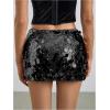imageMakeMeChic Womens Sequin Sparkly Skirt Mini Micro Glitter Y2k Low Rise Summer SkirtBlack
