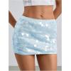 imageMakeMeChic Womens Sequin Sparkly Skirt Mini Micro Glitter Y2k Low Rise Summer SkirtBlue