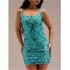 imageMakeMeChic Womens Sequin Sparkly Skirt Mini Micro Glitter Y2k Low Rise Summer SkirtBlue Floral Sequin