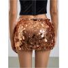 imageMakeMeChic Womens Sequin Sparkly Skirt Mini Micro Glitter Y2k Low Rise Summer SkirtGold