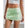 imageMakeMeChic Womens Sequin Sparkly Skirt Mini Micro Glitter Y2k Low Rise Summer SkirtGreen