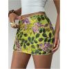 imageMakeMeChic Womens Sequin Sparkly Skirt Mini Micro Glitter Y2k Low Rise Summer SkirtGreen Floral Sequin