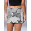 imageMakeMeChic Womens Sequin Sparkly Skirt Mini Micro Glitter Y2k Low Rise Summer SkirtSilver Star Printed