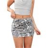 imageMakeMeChic Womens Sequin Sparkly Skirt Mini Micro Glitter Y2k Low Rise Summer SkirtSilver Sequin