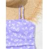 imageMakeMeChic Girls Tankini Sets Floral Print Ruched Knot Side Summer Bathing SuitPurple