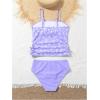 imageMakeMeChic Girls Tankini Sets Floral Print Ruched Knot Side Summer Bathing SuitPurple