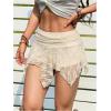 imageMakeMeChic Womens Floral Lace Mini Skirt Asymmetrical Ruched Ruffle Hem Y2k Festival Rave Concert Skirts Cowboy Chic