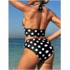 imageMakeMeChic Womens Polka Dots Tankini Bathing Suits Halter Tie Backless Beach SwimsuitsBlack