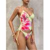 imageMakeMeChic Womens Tankini Swimsuits Floral Open Back Halter Top Thong Sets Bathing Suit SwimwearYellow