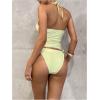 imageMakeMeChic Womens Tankini Swimsuits Floral Open Back Halter Top Thong Sets Bathing Suit SwimwearYellow