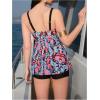 imageMakeMeChic Womens Two Piece Tankini Set Paisley Print Ruffle High Waisted SwimsuitBlack and Blue
