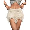 imageMakeMeChic Womens Floral Lace Mini Skirt Asymmetrical Ruched Ruffle Hem Y2k Festival Rave Concert Skirts Cowboy Chic