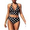 imageMakeMeChic Womens Polka Dots Tankini Bathing Suits Halter Tie Backless Beach SwimsuitsBlack