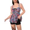 imageMakeMeChic Womens Two Piece Tankini Set Paisley Print Ruffle High Waisted SwimsuitBlack and Blue