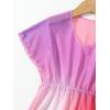 imageMakeMeChic Girls Ombre Short Sleeve Bathing Suit Cover Up Beachwear Swimsuit Cover Up DressMulticolor