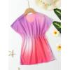 imageMakeMeChic Girls Ombre Short Sleeve Bathing Suit Cover Up Beachwear Swimsuit Cover Up DressMulticolor