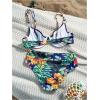 imageMakeMeChic Womens 2 Piece Floral Bikini Set Ring Linked Underwire High Waist Bathing Suit SwimsuitBlue