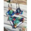 imageMakeMeChic Womens 2 Piece Floral Bikini Set Ring Linked Underwire High Waist Bathing Suit SwimsuitBlue