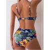 imageMakeMeChic Womens 2 Piece Floral Bikini Set Ring Linked Underwire High Waist Bathing Suit SwimsuitBlue