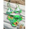 imageMakeMeChic Womens 2 Piece Floral Bikini Set Ring Linked Underwire High Waist Bathing Suit SwimsuitGreen