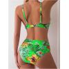 imageMakeMeChic Womens 2 Piece Floral Bikini Set Ring Linked Underwire High Waist Bathing Suit SwimsuitGreen