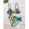 imageMakeMeChic Womens 2 Piece Floral Bikini Set Ring Linked Underwire High Waist Bathing Suit SwimsuitGreen a