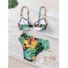 imageMakeMeChic Womens 2 Piece Floral Bikini Set Ring Linked Underwire High Waist Bathing Suit SwimsuitGreen a