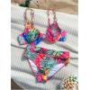 imageMakeMeChic Womens 2 Piece Floral Bikini Set Ring Linked Underwire High Waist Bathing Suit SwimsuitMulticolor