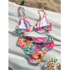 imageMakeMeChic Womens 2 Piece Floral Bikini Set Ring Linked Underwire High Waist Bathing Suit SwimsuitMulticolor