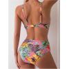 imageMakeMeChic Womens 2 Piece Floral Bikini Set Ring Linked Underwire High Waist Bathing Suit SwimsuitPink