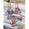 imageMakeMeChic Womens 2 Piece Floral Bikini Set Ring Linked Underwire High Waist Bathing Suit SwimsuitPink