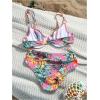 imageMakeMeChic Womens 2 Piece Floral Bikini Set Ring Linked Underwire High Waist Bathing Suit SwimsuitPink