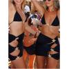 imageMakeMeChic Womens 3 Piece Bikini Set Halter Triangle Metal Starfish Swimsuit with Cut Out Cover Up SkirtBlack