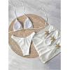 imageMakeMeChic Womens 3 Piece Bikini Set Halter Triangle Metal Starfish Swimsuit with Cut Out Cover Up SkirtWhite