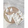 imageMakeMeChic Womens 3 Piece Bikini Set Halter Triangle Metal Starfish Swimsuit with Cut Out Cover Up SkirtWhite