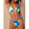 imageMakeMeChic Womens 3 Piece Bikini Set Tie Dye Halter Tie Back Summer Bathing Suit with Drawstring Cover Up SkirtBlue