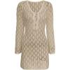 imageMakeMeChic Womens Bathing Suit Beach Cover Ups Long Sleeve Crochet Mini DressKhaki