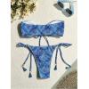 imageMakeMeChic Womens Bikini Sets Floral Print Bow Knot Tie Side Bandeau Bathing SuitsBlue