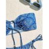 imageMakeMeChic Womens Bikini Sets Floral Print Bow Knot Tie Side Bandeau Bathing SuitsBlue