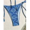 imageMakeMeChic Womens Bikini Sets Floral Print Bow Knot Tie Side Bandeau Bathing SuitsBlue