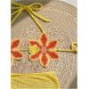 imageMakeMeChic Womens Crochet Cover Ups 3D Floral Halter Tie Back Beach Bathing Suit Cover UpBurnt Orange
