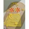imageMakeMeChic Womens Crochet Cover Ups 3D Floral Halter Tie Back Beach Bathing Suit Cover UpBurnt Orange